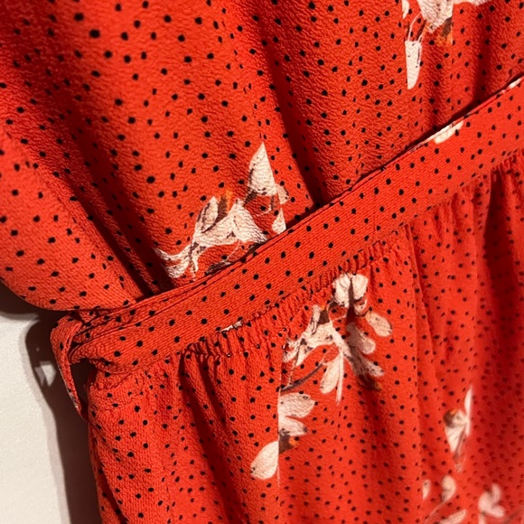 Sz S Ruffles & Floral & Dots Faux Wrap Front Challis Romper NWT - Picture 12 of 16